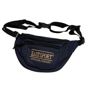 Vintage Y2K Eastport Outdoor Company Hiking Fanny‎ Pack Belt Bag Black Navy Blue